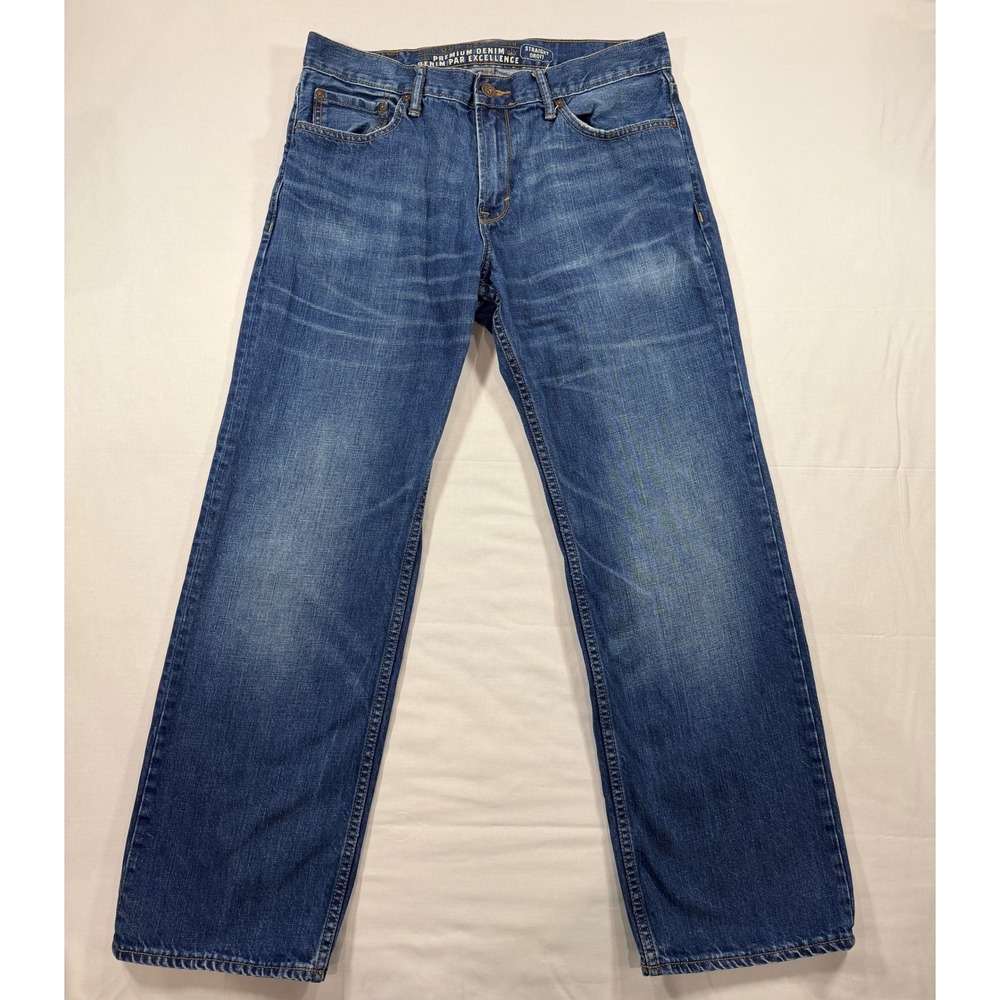Old Navy Premium Denim Straight Leg Jeans Mens 33x30 Micro Blue Wash